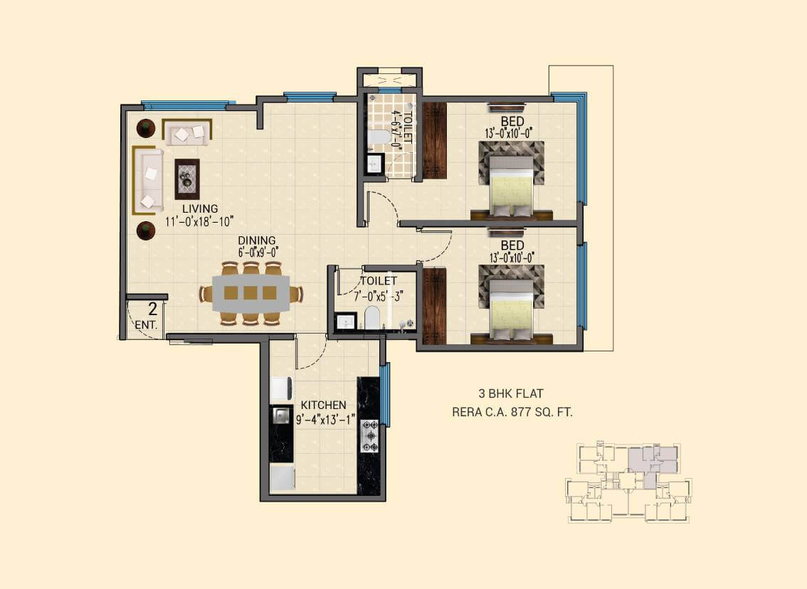atharv saraswati floor plan 3 BHK Flat Image